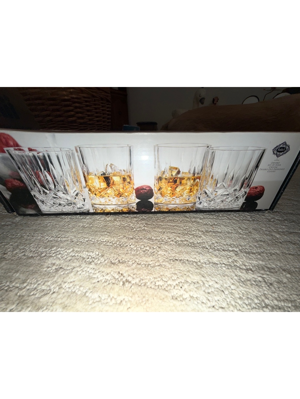 4 Crystal Tumblers 14 oz Drinking Glass Set